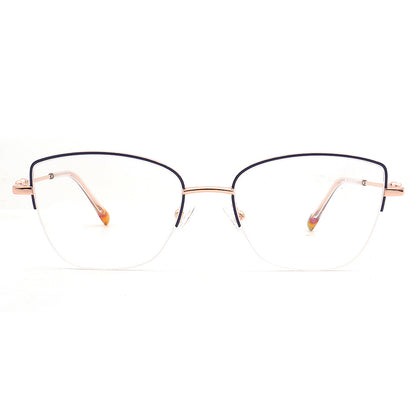 rose gold cat eye half rim eyeglasses frames for women