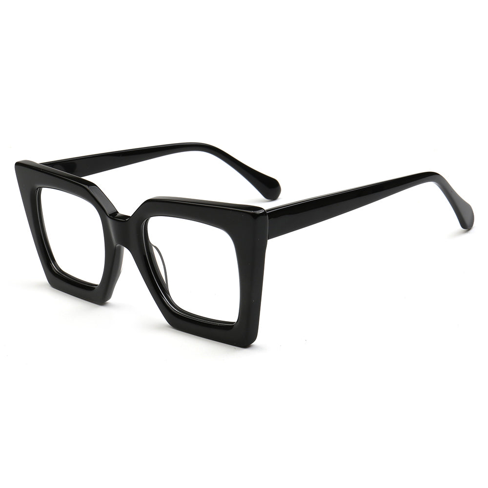 Black square-framed glasses on a white background