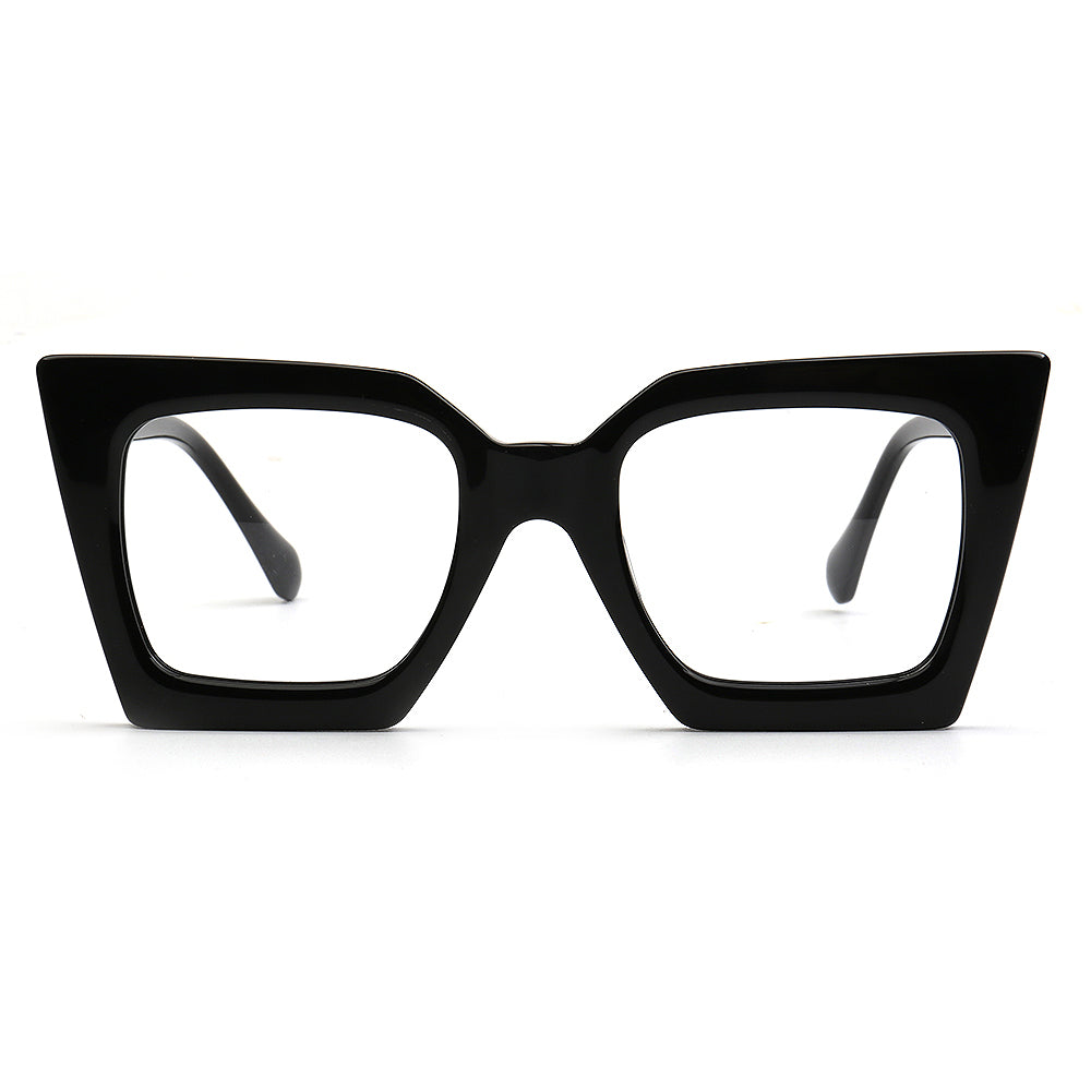 square Black cat-eye glasses on a white background