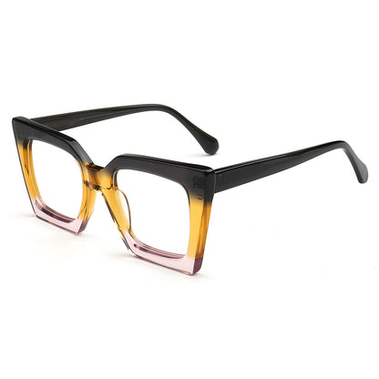 Black and brown gradient eyeglasses on a white background