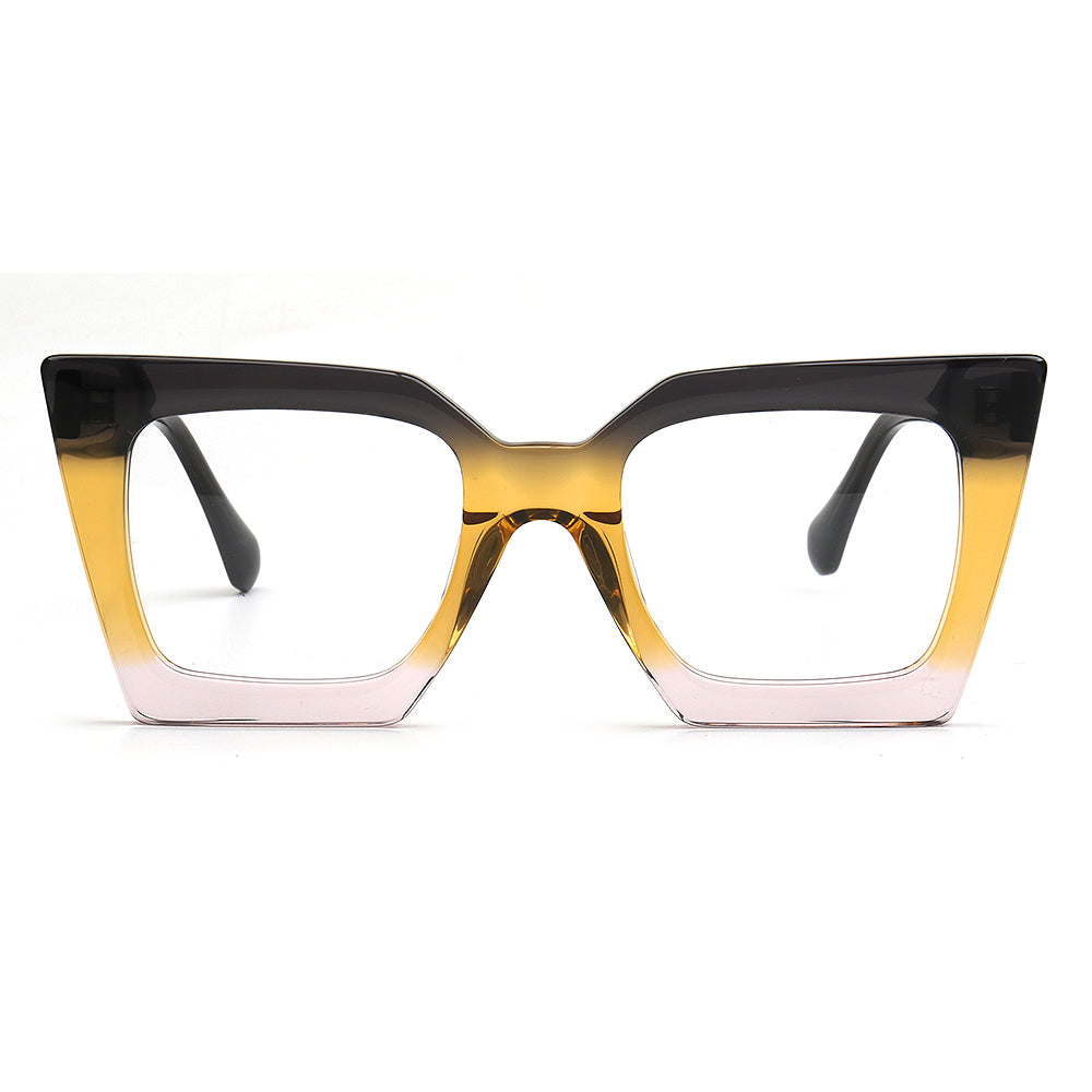 Glasses with a black and yellow gradient frame on a white background