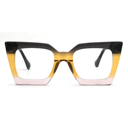 Glasses with a black and yellow gradient frame on a white background