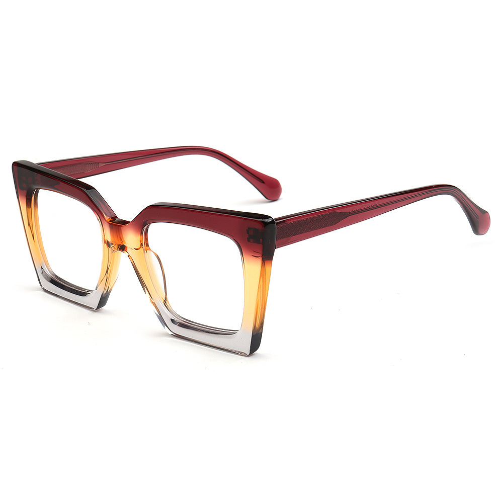 Multicolored eyeglasses with a gradient design on a white background