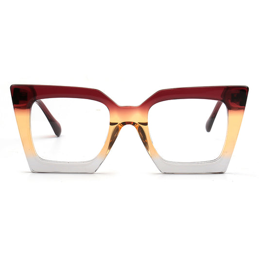 Multicolored cat-eye glasses on a white background