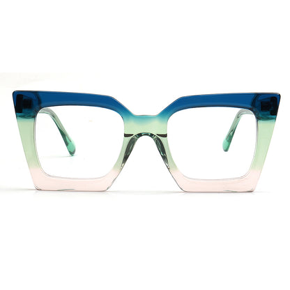 Blue and green gradient eyeglasses on a white background