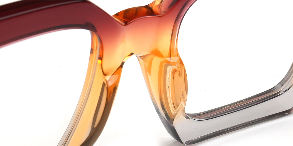 Close-up of a pair of glasses with the nose part