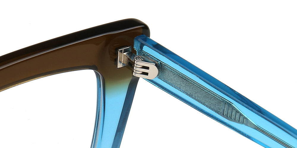 Close-up of a pair of spectacle with a focus on the hinge and frame details