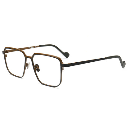 black square titanium eyeglasses frames for men