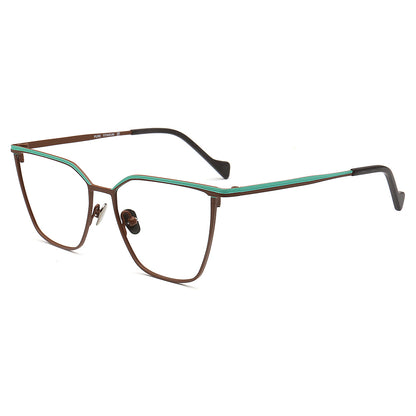 brown green titanium glasses frames for women cat eye