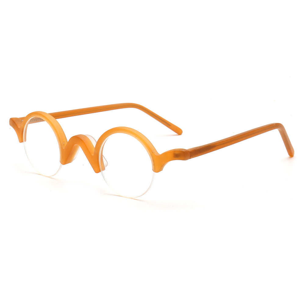 retro round eyeglass frames half rim