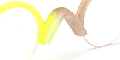 yellow nose pads of semi rimless retro eyeglasses frames