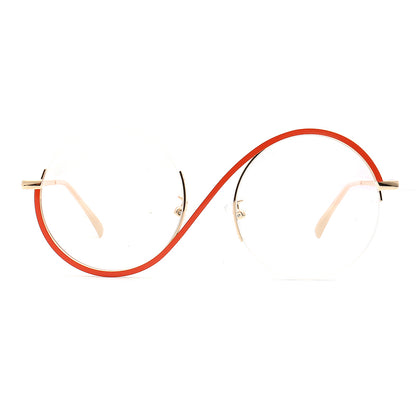 Carine | Stylish Women Oversize Metal Eyewear Rainbow | Fashionable Half Rim Round Glasses Frames Semi Rimless
