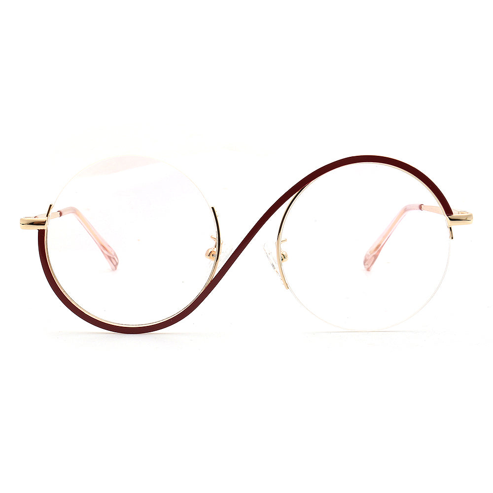 Carine | Stylish Women Oversize Metal Eyewear Rainbow | Fashionable Half Rim Round Glasses Frames Semi Rimless