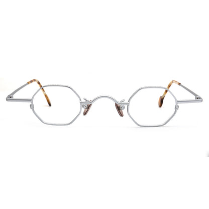 silver irregular eyeglasses frames metal