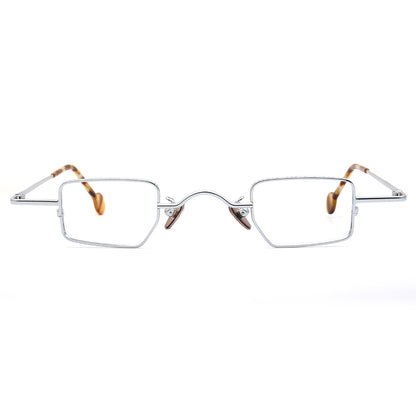 silver small square glasses frames metal