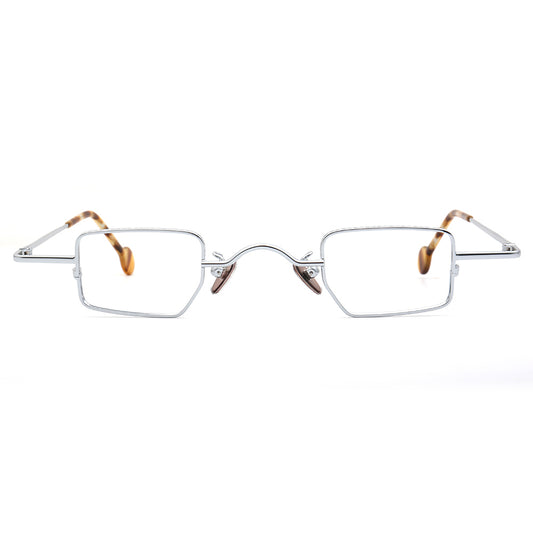 silver small square glasses frames metal