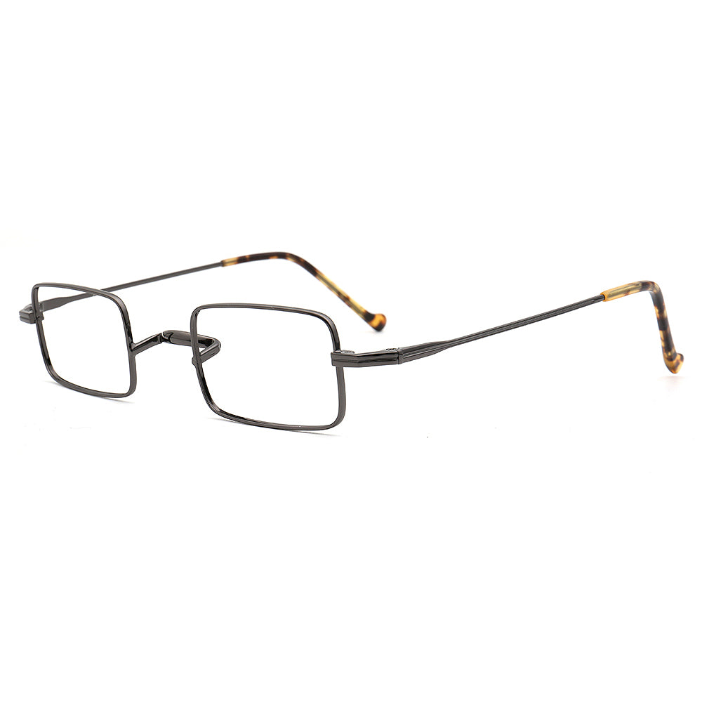 retro square grey titanium eyeglasses frames