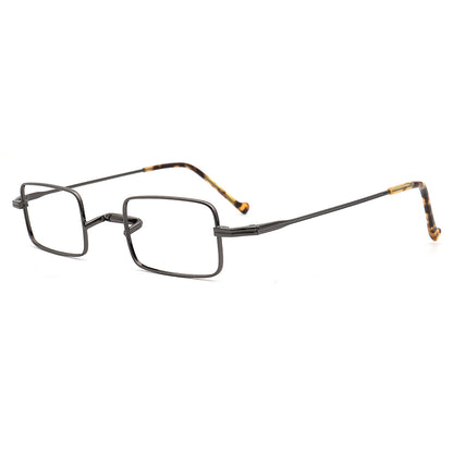 retro square grey titanium eyeglasses frames