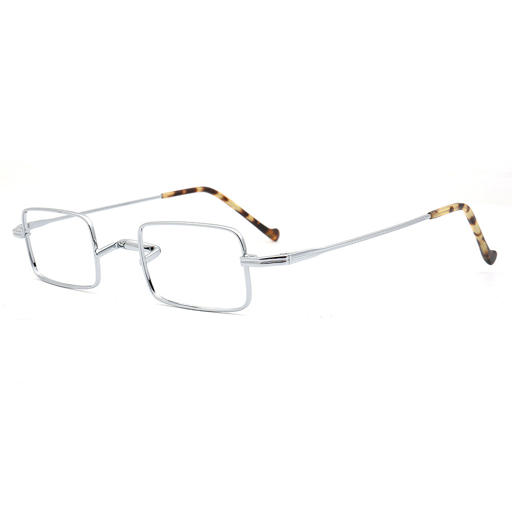 rectangle silver titanium eyeglasses frames for men
