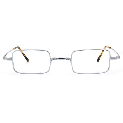 silver rectangle titanium eyeglass frames 