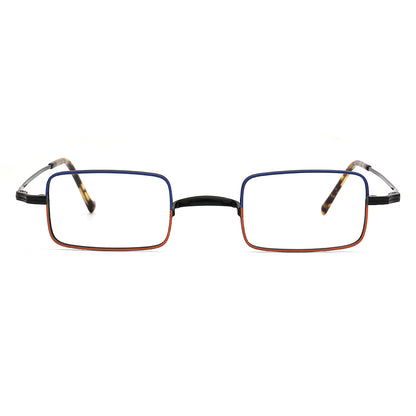 black red rectangle titanium glasses frames