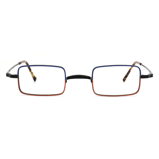 black red rectangle titanium glasses frames