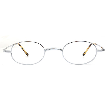 trendy silver oval titanium glasses frames
