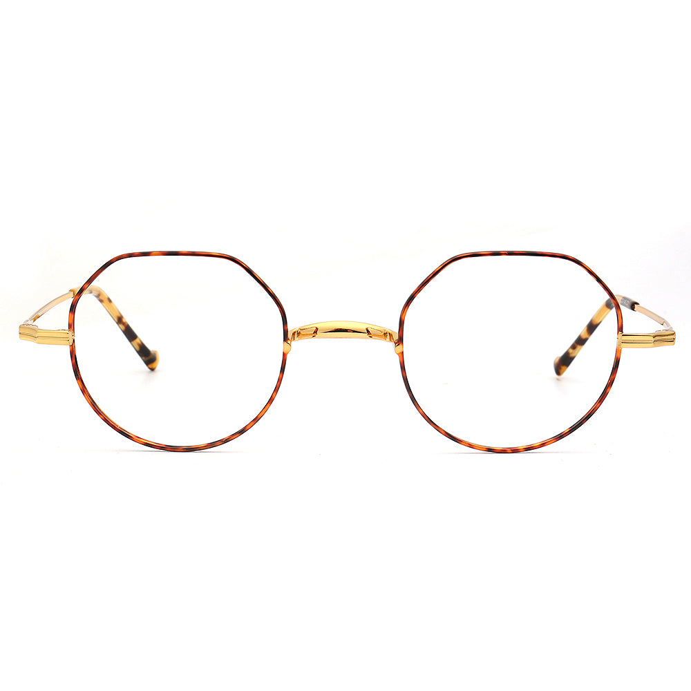 gold titanium eyeglasses frames round