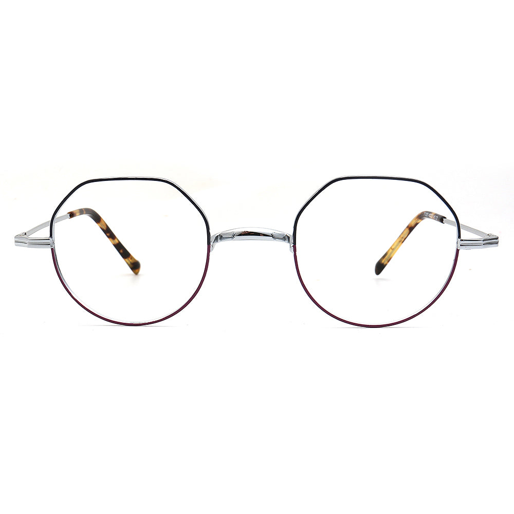 silver titanium spectacles geometric round