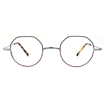 silver titanium spectacles geometric round