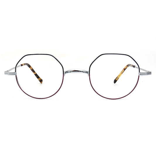 silver titanium spectacles geometric round