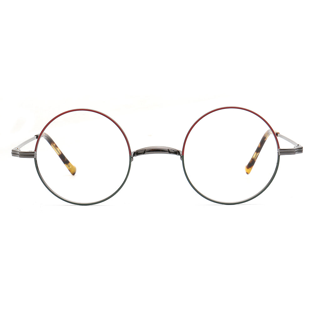 gunmetal round titanium eyeglasses frames 
