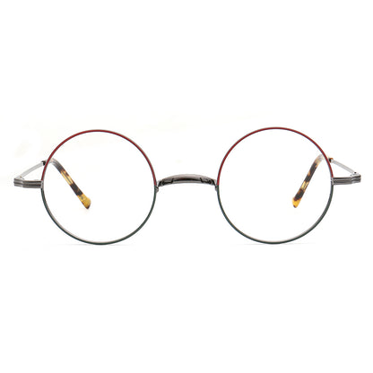 gunmetal round titanium eyeglasses frames 