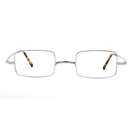 silver titanium mens eyeglass frames square 