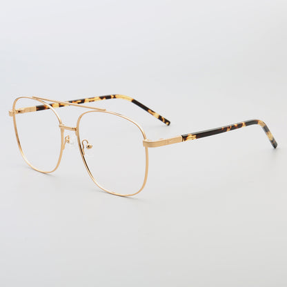 Travis | Montures de lunettes carrées en métal à double pont pour homme des années 80