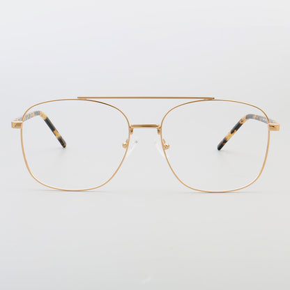 Travis | Montures de lunettes carrées en métal à double pont pour homme des années 80