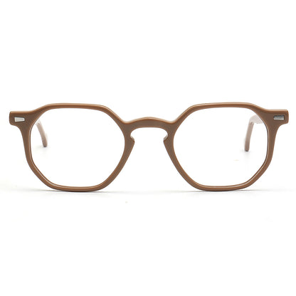 brown geometric spectacles frames
