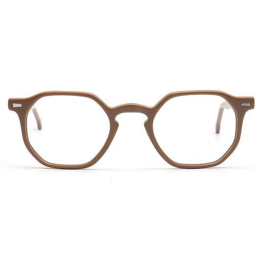 brown geometric spectacles frames