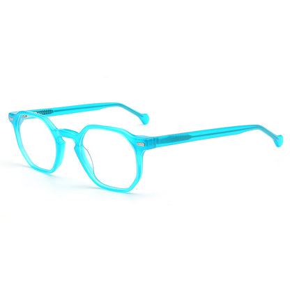 sky blue geometric eyeglasses frames