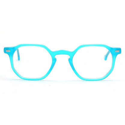 geometric blue eyeglass frames