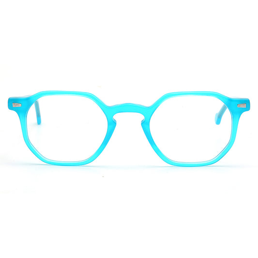 geometric blue eyeglass frames