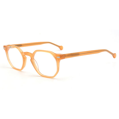 orange geometric glasses frames