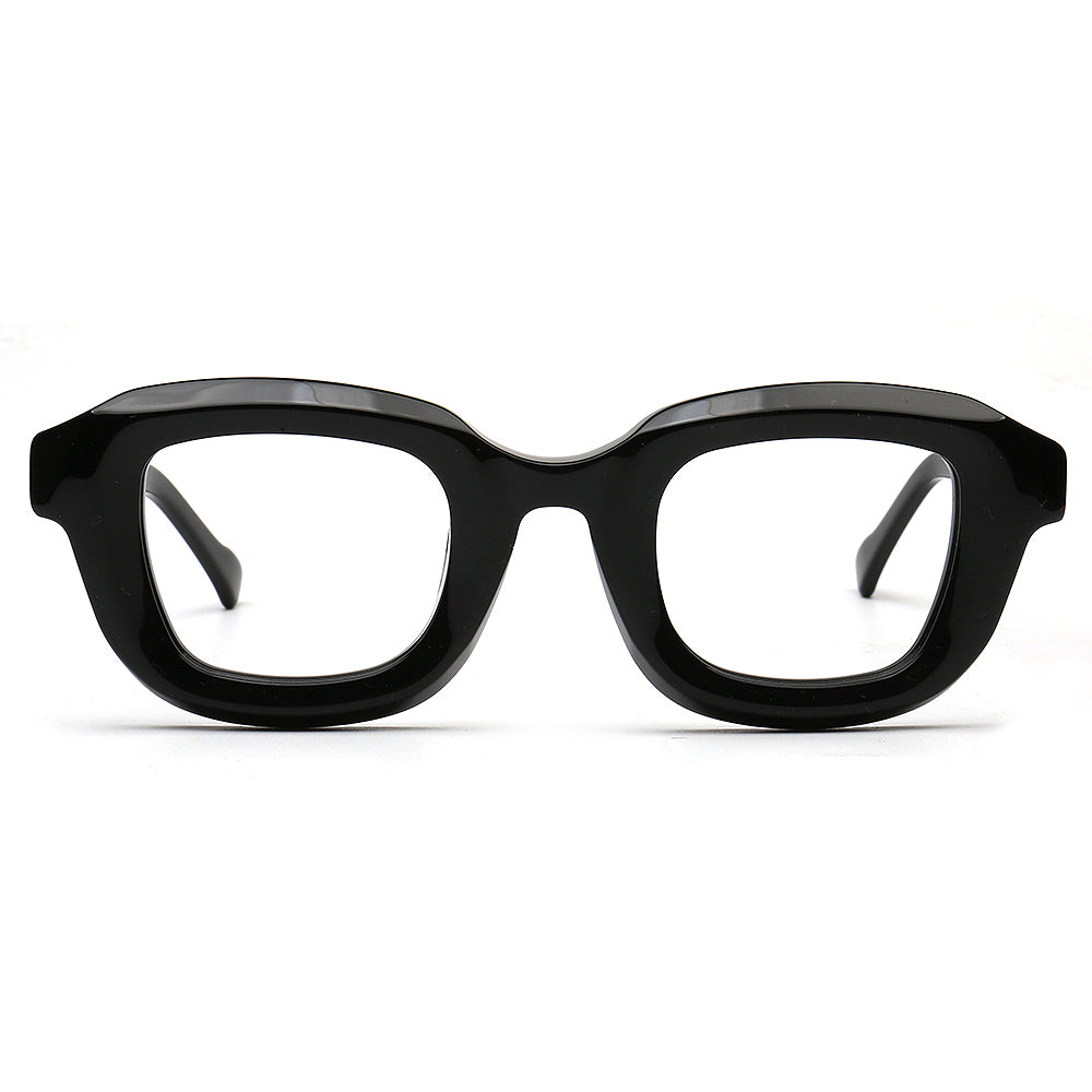 Black square eyeglasses on a white background