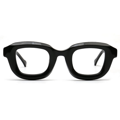Black square eyeglasses on a white background