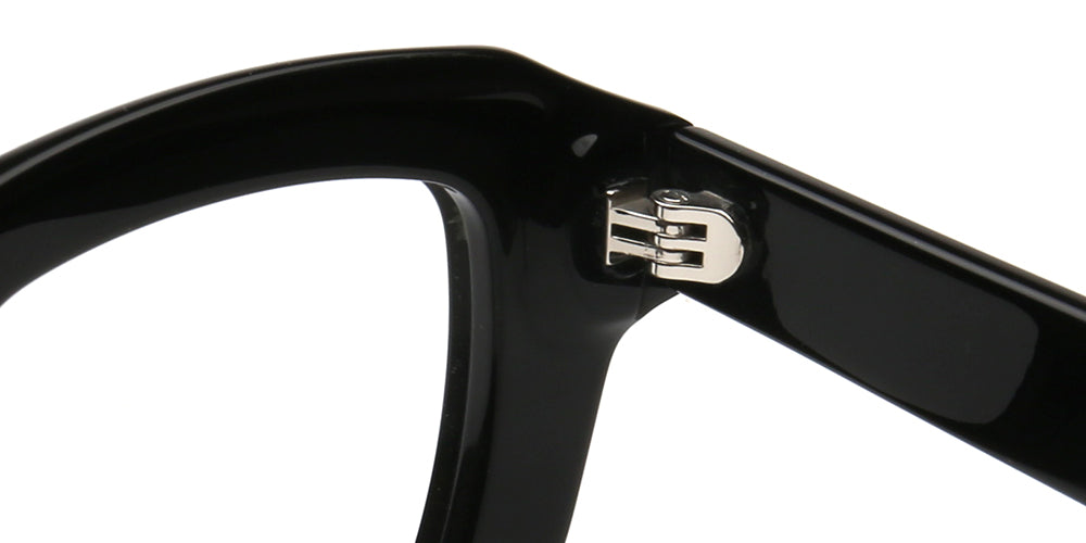 strong hinges of black square eyeglasses 