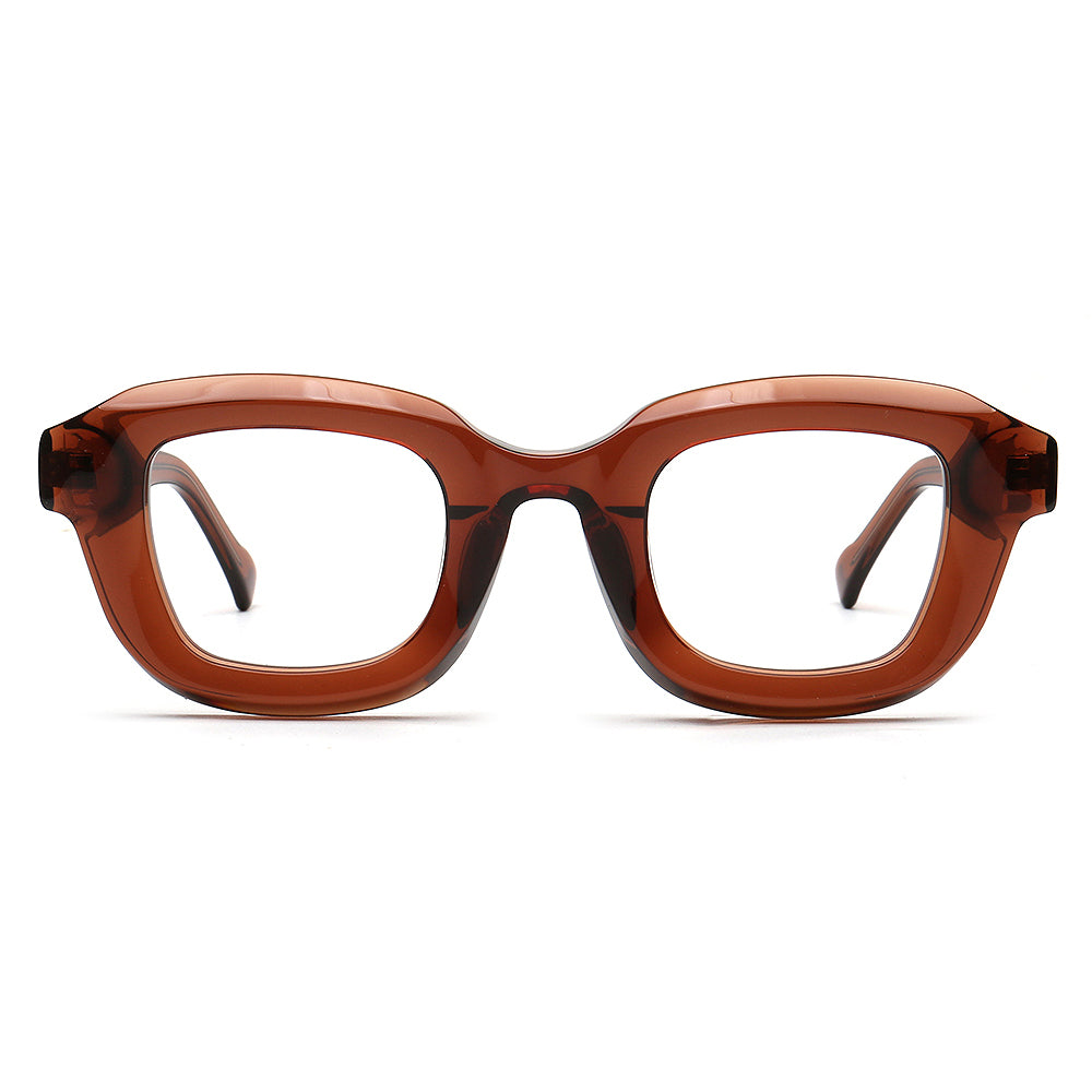 Brown retro eyeglasses on a white background