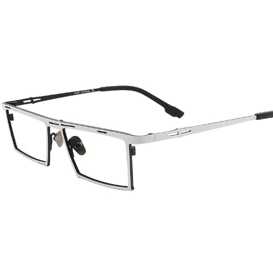 white rectangle titanium eyeglass frames men