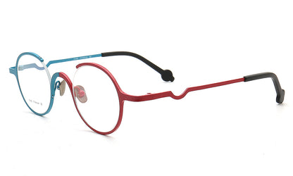 half rim round eyeglass frames titanium