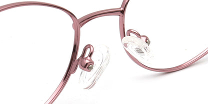 Nose pads on Pink oval eyeglasses on a white background
