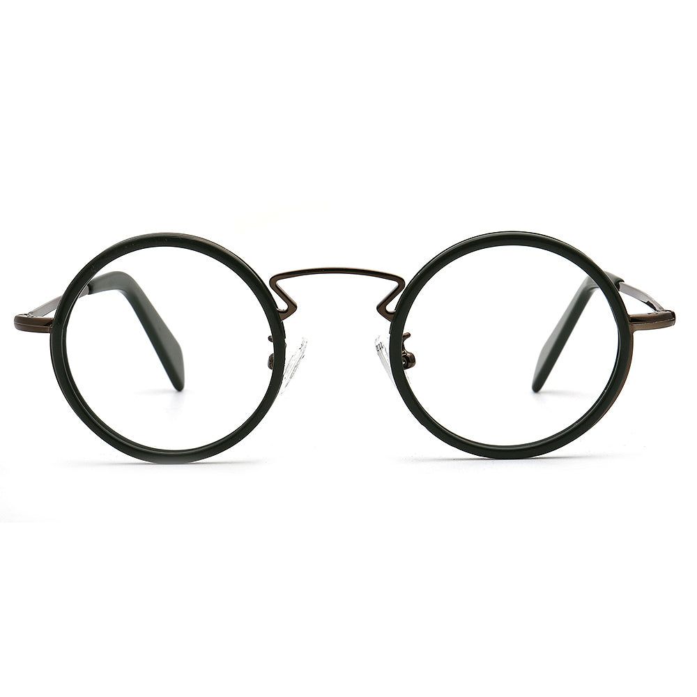 black and brown round eyewear frames